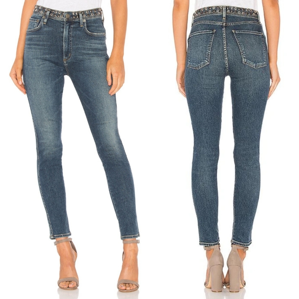 Agolde Roxanne Super Hi Rise Skinny Studded Kansas City